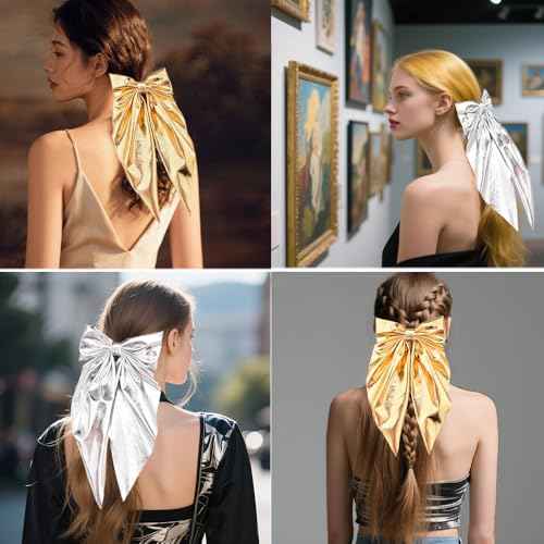 Large Hair Bow Clips for Women Bow Barrettes Women Thin Thick Hair Accessories Bowknot Hair Clip Long Ribbon Bows Clips Spring Clip Barrette Bows Accessories for Girls Birthday Gifts 2pcs