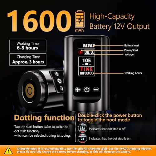 BIGWASP Z2 Wireless Rotary Tattoo Machine Pen, Adjustable Stroke, 1,600mAh Battery, Coreless Motor for Professional Artists - Black