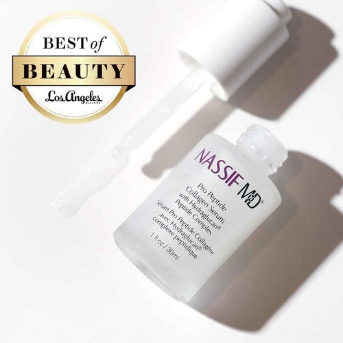 NassifMD Pro Peptide Collagen Serum, Clinical Grade with Premium Ingredients for Hydrated Smooth Skin, Lightweight Fast-Absorbing Anti-Aging Formula for Softer Texture and Healthy Glow, 1 oz