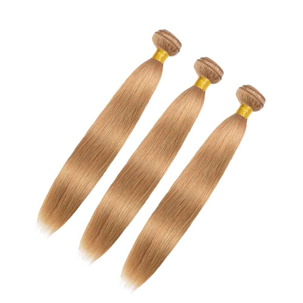 #27 Blonde Bundles Human Hair Straight Bundles 22 22 22 Inch Honey Blonde Straight Bundle Human Hair Extensions Double Weft Unprocessed Brazilian Virgin Hair 3 Bundle 50 Grams Per Bundle