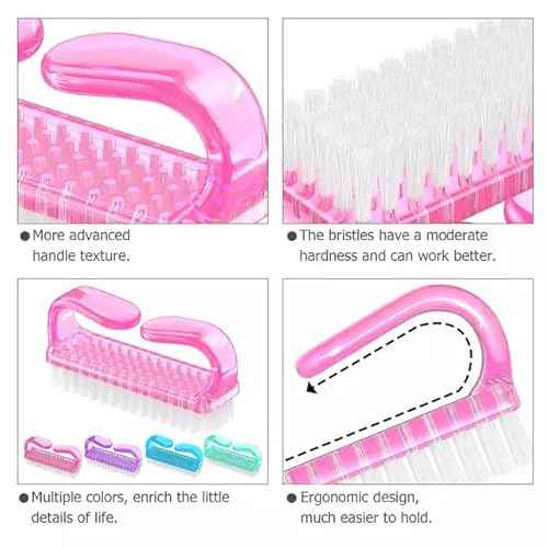 4 Pcs Nail Brush for daily Use -4 Different Kinds of Fingernail brush with Plastic Handle Nail brush for cleaning Fingernails - Easy to use Nail Scrub brush-Nail Cleaner Nail brushes for Man and women