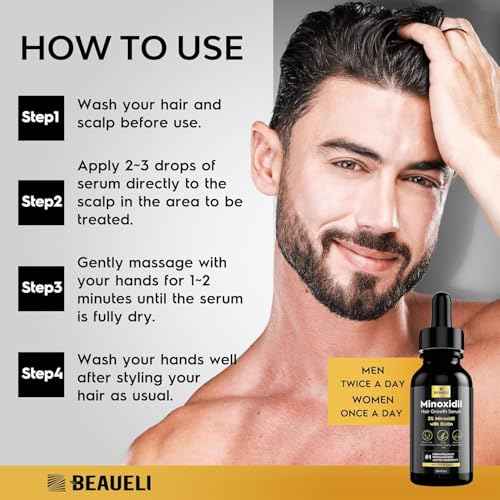 5% Minoxidil Hair Growth for Men and Women: Extra Strength Minoxidil Beard Regrowth Treatment Serum with Biotin for Thinning Hair Loss to Grow Thicker Fuller 30ml 2 Bottles