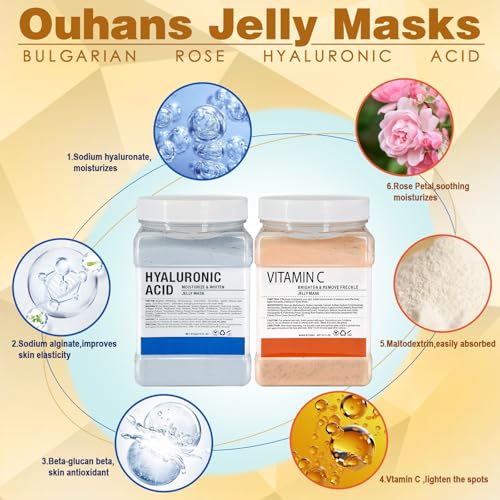 Jelly Mask Set, Hyalorunic Acid Jelly Masks For Facials Professional,Vitamins C Jelly Face Mask, Facial Mask Mixing Bowl Set, Headband, Birthday Gifts Set for Women,Christmas Thanksgiving Gift Set.