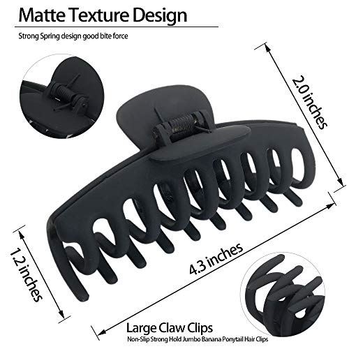 OWIIZI Large Hair Claw Clips for Women 4.3" Matte Leopard Jumbo Hair Clips Non-Slip Ponytail Barrette Strong Hold Claw Clips for Girls Long Thick Hair (4Packs)