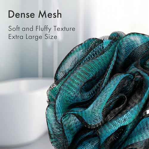 AmazerBath Charcoal Loofah Sponge, Shower Loofah 60g/PCS - Body Scrubber Loofa Set of 4 - Charcoal Blue, Green, Purple & Red, Bath Sponge for Men and Women