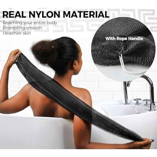 African Net Sponge Authentic - Exfoliating Back Scrub Bath Sponge with Knots - Afro Scrub Body Scrubber Exfoliator Washcloth - African Body Care Daily Use Shower Essentials