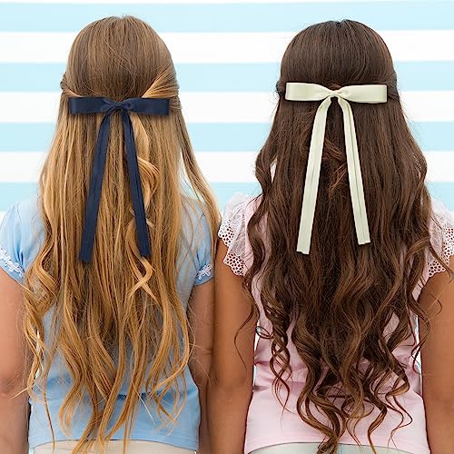 Hair Accessories, Black Red Milky White Navy Blue Tassel Barrette Clips and Long Tail French Bows for Women Girls, Gift for Birthday/Party/Show/Christmas