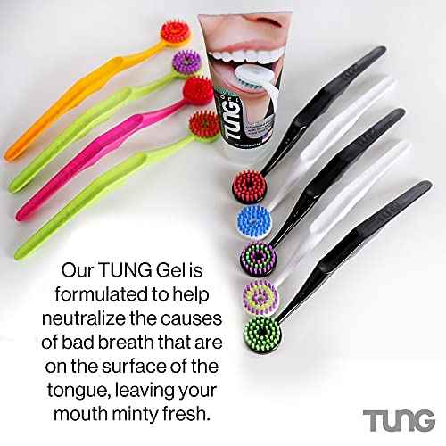 TUNG Tongue Cleaning Kit, TUNG Brush and Natural Mint Blast Gel, Bad Breath Odor Eliminator, Halitosis Defense, USA Made (Set of 1)