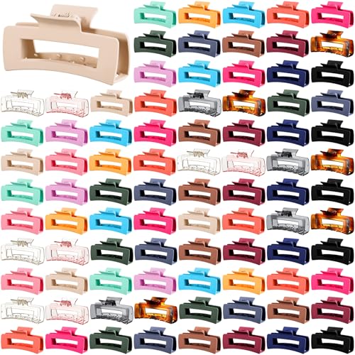 Hoteam 108 Pcs 4.1 Inch Large Hair Claw Clips Bulk Rectangular Big Hair Claws Matte Nonslip Banana Clip Plastic Barrettes for Women Gifts Accessories, 18 Colors