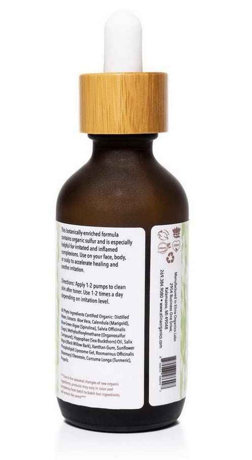 Elina Organics Healing Formula, 2oz – Organic Calming Skin Serum with MSM, Sea Buckthorn & Spirulina – For Acne, Irritation & Redness