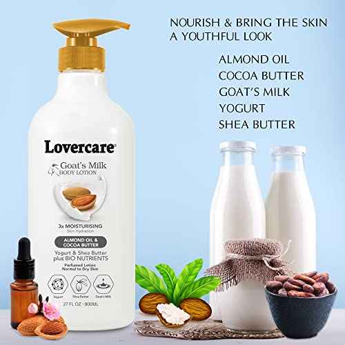 Lovercare Goat Milk Body Lotion for Dry Skin Almond Oil & Cocoa Butter 27.05oz (800ml) - Single¡¦