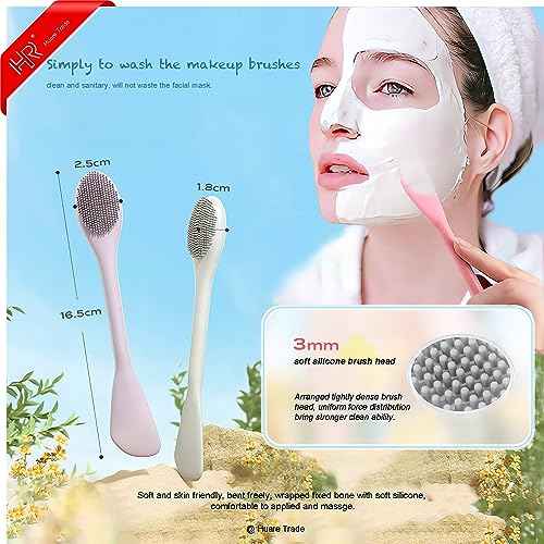 Silicone Face Mask Applicator 3 Packs, Huare Technology Facial Mask Brushes for Mud,Clay,Charcoal Mixed Mask,Soft Makeup Beauty Brush Tools for Apply Cream,Lotion (Pink+Purple+Gray)