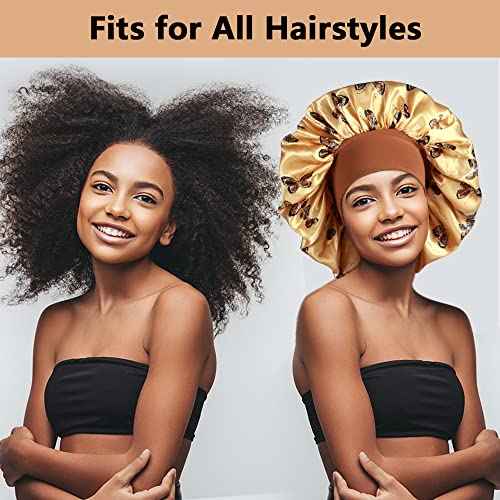 3pcs Large Silky Bonnets for Sleeping, Cute Butterfly Bonnet for Women Braids Curly Hair, D