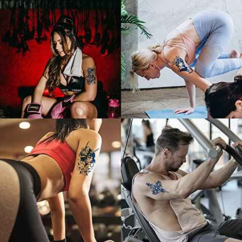 Aresvns Semi-Permanent Tattoos for Men and Women,Waterproof Realistic Temporary Tattoos Long-Lasting1-2 Weeks,Lifelike Fake Tattoos Christmas Gift Dark blue