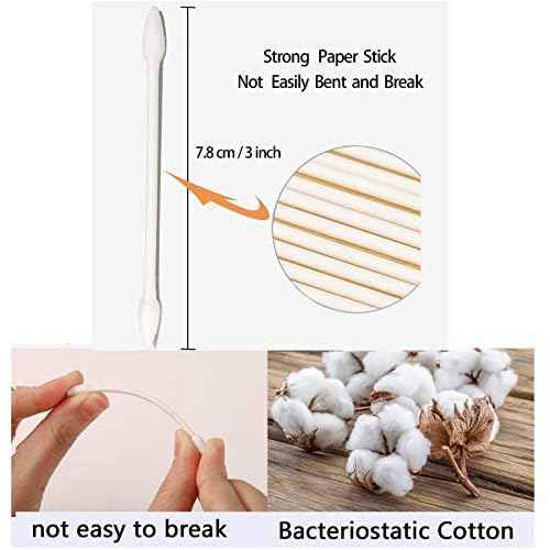 800 Pieces Cotton Swabs, Double Precision Tips with Paper Stick, 4 Packs, 200 Pieces 1 Pack (Double-Pointed Shape)