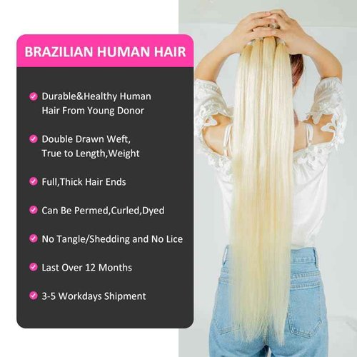 HC 613 Bundles Human Hair 30 Inch Blonde Straight Bundles 100% Unprocessed 10A Grade Brazilian Virgin Human Hair Bundles 1 Bundle Human Hair 613 Blonde Bundle (Single Bundles Human Hair)