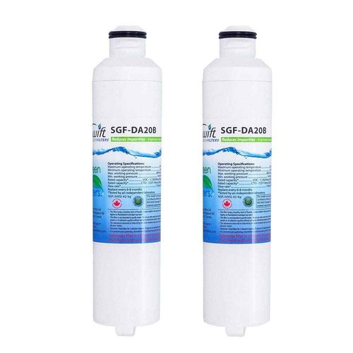 Swift Green Filters SGF-DA20B Compatible Refrigerator Water Filter for DA29-0020B,DA2900019A,DA97-08006A-B,Made in USA,Pack of 2, White