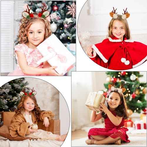 2 Pairs Reindeer Antler Hair Clips - Deer Antler Hair Pins, Christmas Hair Accessories for Women & Girls