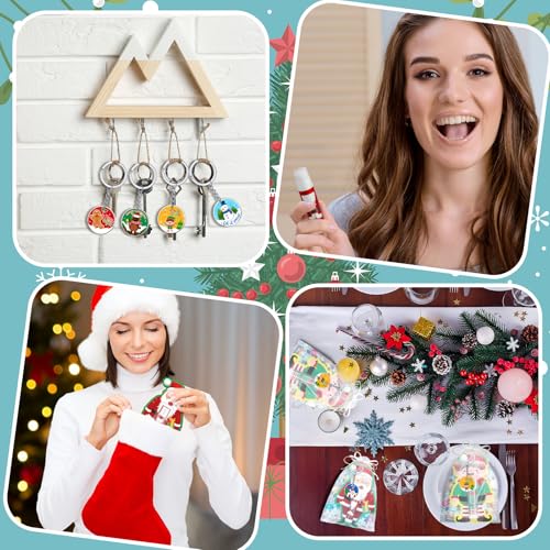 Henoyso 150 Pcs Christmas Favors 5 Styles Lip Balm Bulk Moisturizing Lip Balms Acrylic Keychains with Organza Bags for Xmas Holiday Treat Gifts Women Christmas Stocking Stuffers Party Supplies