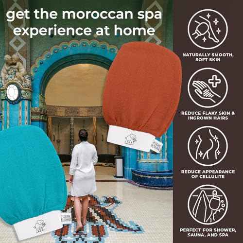 Natural Elephant Exfoliating Hammam Glove | Authentic Moroccan Kessa Body Scrub Mitt for Spa-Quality Skin Renewal | Pure Black Single