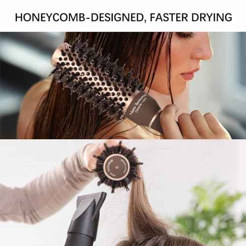 FIXBODY Hair Brush, Round Brush for Blow Drying, Curling, Styling, Nano Thermal Ceramic & Ionic Tech, Boar Bristle, 3.3 inch, 2 inch Barrel, for Women, Volume & Shine, Brown, Hair Brush for Thick Hair