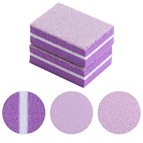50 Pcs Mini Nail Buffer 180/100 Grit Buffing Blocks for Acrylic Nails Care,Purple