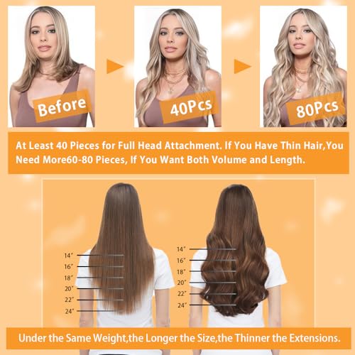 Dark Brown Tape in Hair Extensions Human Hair 18 Inch 40pcs 100% Remy Human Hair for Women Straight Invisible Seamless Tape in Hair Extensions(2#, 18 Inch, 40pcs)