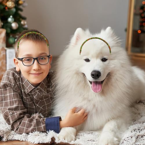 1Pcs Christmas Headband Glitter Hair Hoop Red Green Sequins Christmas Hair Accessories for Women Festive Cosplay Costume Parties Headdress Princess Birthday Holiday Hair Supplies Gift