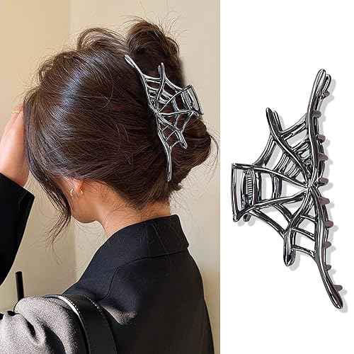 BELSITA Halloween Hair Clip, Metal Black Spider Web Non-Slip Hair Claw Clip, 1Pcs, for Women Girls, Fashion Exquisite Design, Big Hair Clips for Halloween Hair Accessories Supplies