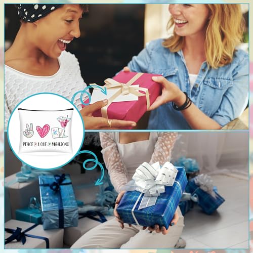 9 Pcs Mahjong Cosmetic Bag Gifts for Women Mahjong Makeup Bag Mah Jong Zippered Pouch for Lover Player Friend Mom Grandma Lucky Birthday Christmas New Year Gift