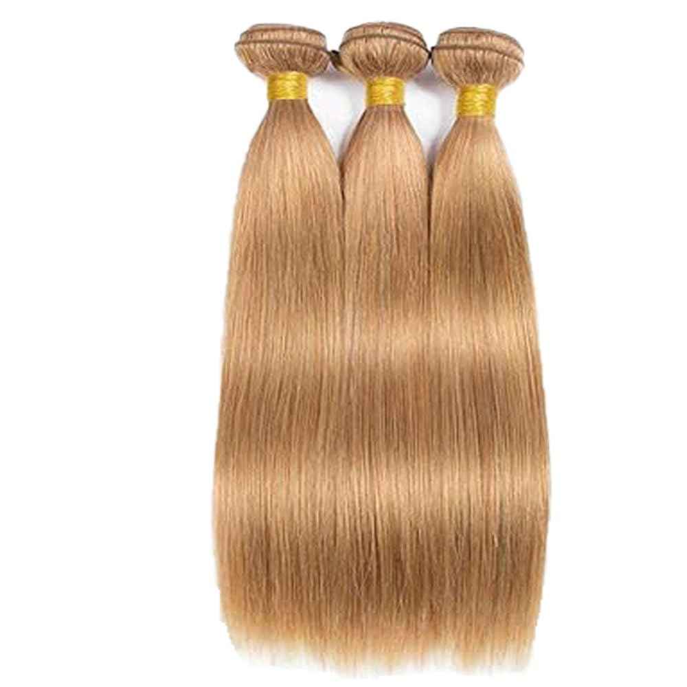 27# Blonde Human Hair Bundles Blonde 28 30 32 Inch Straight Honey Blonde 27 Color Blonde Bundles Human Hair Unprocessed Brazilian Virgin Hair Quick Weave Hair for Black Women
