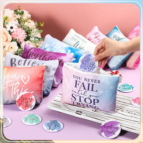 20 Pcs Employee Appreciation Gifts Inspirational Canvas Makeup Bags Compact Mirrors Bulk Cosmetic Bags Portable Mirror Thank You Gifts for Women Christmas Nurse Practitioner (Motivation)