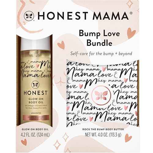 The Honest Company Honest Mama Body and Belly Bump Love Bundle Moisturizing Plant Based Oil and Stretch Mark Butter Cream