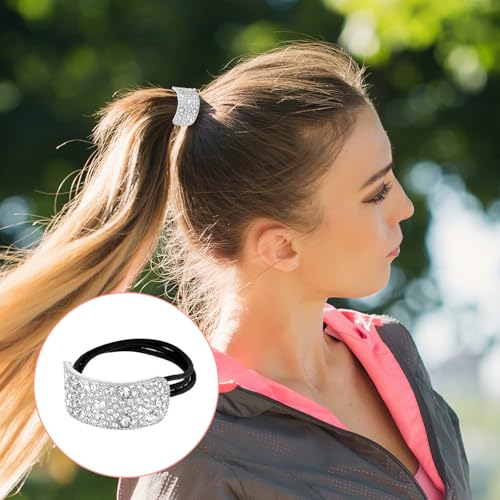 8pcs Sparkly Rhinestone Hair Ties,Crystal Ponytail Holders,Elastic Scrunchies,for Thin Thick Hair Rhinestone Scrunchies Accessories for Women Girls Silver