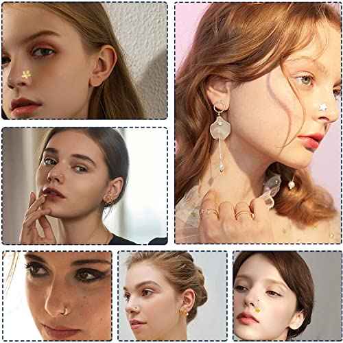 4-Pack Disposable Self Piercing Kit with Built-in Nose Studs, Very Safe Piercing Gun, Simple and Convenient Operation, Ideal for Family Use (White + Pink)