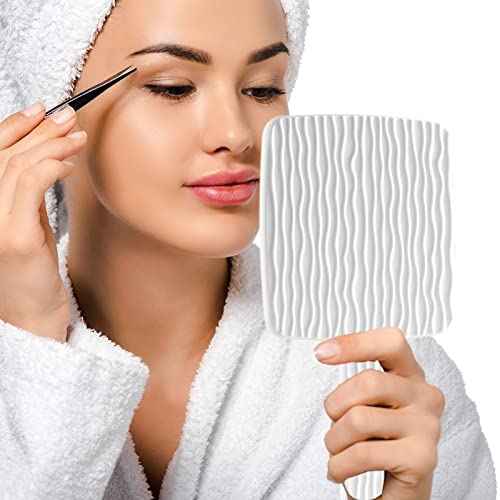 Hand Mirror, Handheld Mirror with Handle for Makeup, Portable Cute Hand held Mirror for Shaving, Travel Men & Women(White)