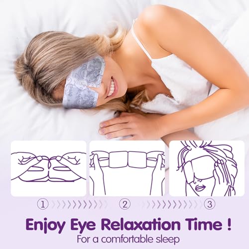 60 Pcs Disposable Steam Eye Mask Bulk for Dry Eyes Self Heating Eye Mask for Spa Sleep Warm Compress Stress Dark Circle Relief Puffiness and Relaxation Gifts (Lavender)