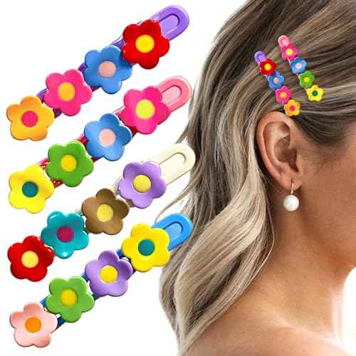 Fancy Flower Alligator Hair Clips and Barrettes Set - 4 Pcs Decorative Hair Accessories for Women with Thick Hair