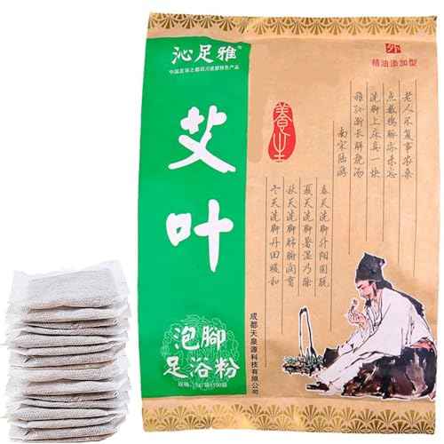100Bags Mugwort Herb Foot Soak , Lymphatic Drainage Chinese Herbal Organic Wormwood Leg Foot Bath Bag, Chinese Herbal Foot Bath Spa Powder Kits Foot Reflexology Rela