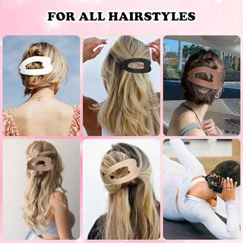 4 PCS Flat Hair Clips for Women, French Design Flat Hair Claw Clips, Strong Hold Matte Hair Barrettes for Women Thin Hair, Duck Billed Hair Clips for Daily Styling Christmas Gifts