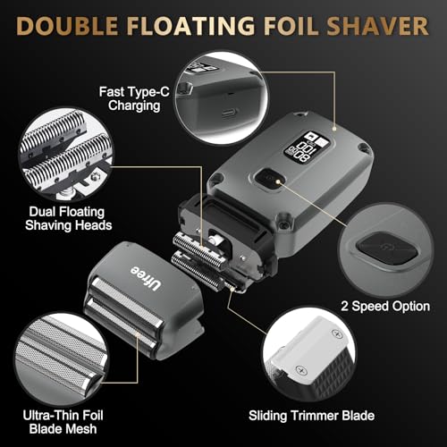 Ufree Hair Clippers for Men Professional, Beard Trimmer and Foil Shaver Electric Razor, Cordless Barber Clippers and Trimmers Set for Hair Cutting and Grooming, Gifts for Men