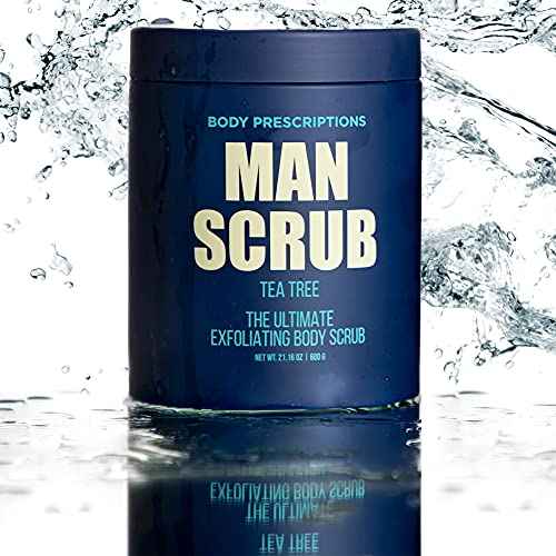 Body Prescriptions Men¡¯s Exfoliating Body Scrub ? Ultimate Skin Cleansing Wash in Jar with Twist-Top Lid, For All Skin Types, 21 Ounce (Pack of 1), Tea Tree