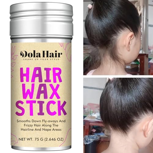 Dolahair Hair Wax Stick & Accessories - Flyaway Control for Kids & Women, 50 Pcs Colorful Elastic Hair Bands, 1 Pcs Slick Back Hair Brush, 2 Hair Loop Styling Tools (Black)