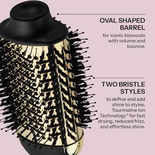 HOT TOOLS 24K Gold Blow Dryer Brush - Hot Air Brush for Salon-Worthy Volume in One Step - Volumizer with 24K Gold Technology for Fast Styling & Long-Lasting Results