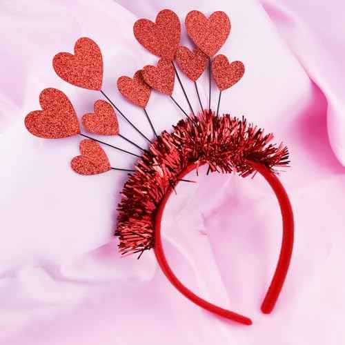 Love Headbands Valentine Red Hair Hoop Glitter Heart Headband Cute Valentine's Day Headdress Headpiece Head Boppers Exquisite Hair Accessories Decoration Holiday Costume Headwear for Women