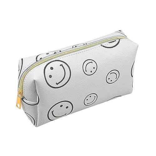 Cosmetic Bag for Purse, Small Makeup Pouch, Small Purse Organizer, PU Leather Waterproof Portable Smiley Face Storage Bag Travel Gift for Women Girls