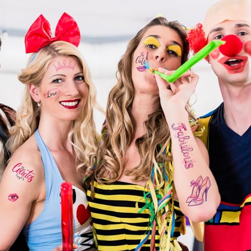 18 Sheets Pink Temporary Tattoos for Girls, 110+ Styles Hand Face Tattoo Stickers Party Favor Party Supplies Gift For Kid Boy Girl Adult Pretty Christmas Gift