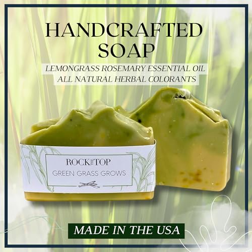 | 6 Lemongrass Rosemary Self Care Gifts for Women, Aromatherapy Epsom Salt Bath Soak, Lavender Soap, Bath Bombs, Bath Salts with Plant Based Loofa Dry Brushing Body Brush Gift