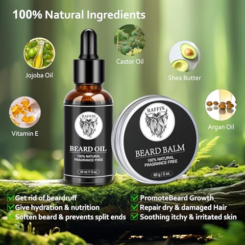 Mens Gifts - Beard Kit for Men's Self-care, Outfits Men's Grooming Routine, Anniversary | Birthday | Christmas Gifts for Men Him Husband Boyfriend Dad Son Friend Brother, Mens Stocking Stuffers