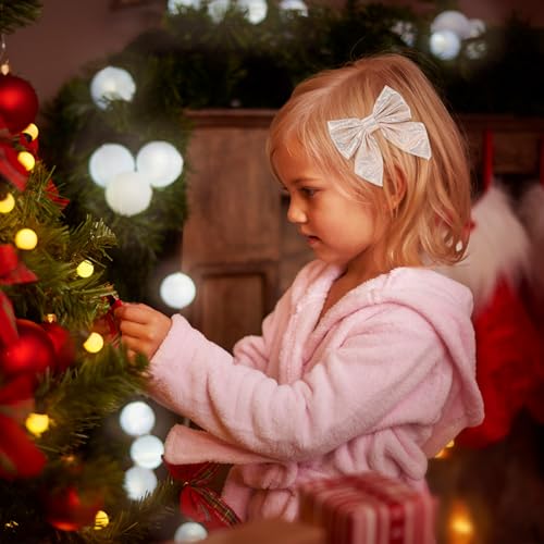 2Pcs Christmas Bow Claw Clips for Women Girls, Metal Claw Clips Glitter Bow Hair Clips Non Slip Strong Hold Fashion Hair Accessories for Women Girls Kids (Red and Gold)